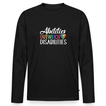 Autism awareness - abilities predominate - Men's Premium Organic Long Sleeve Shirt - black - Front - Nico (187cm)