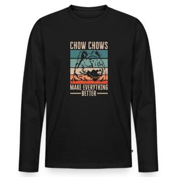 Chow Chow Hund - Männer Premium Bio Langarmshirt - Schwarz - Vorne - Nico (187cm)
