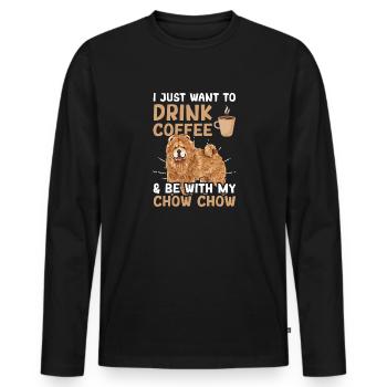 Chow Chow Chien - T-shirt manches longues Premium bio Homme - noir - Devant - Nico (187cm)