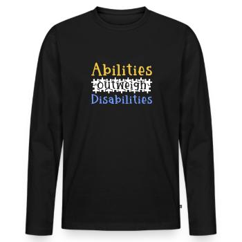 Autism awareness - abilities predominate - Men's Premium Organic Long Sleeve Shirt - black - Front - Nico (187cm)
