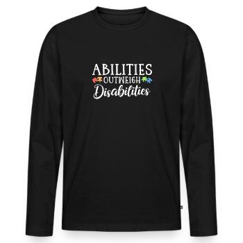 Autism awareness - abilities predominate - Men's Premium Organic Long Sleeve Shirt - black - Front - Nico (187cm)