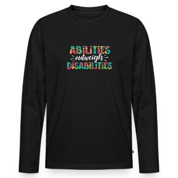 Autism awareness - abilities predominate - Men's Premium Organic Long Sleeve Shirt - black - Front - Nico (187cm)