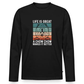 Chow Chow Hund - Männer Premium Bio Langarmshirt - Schwarz - Vorne - Nico (187cm)