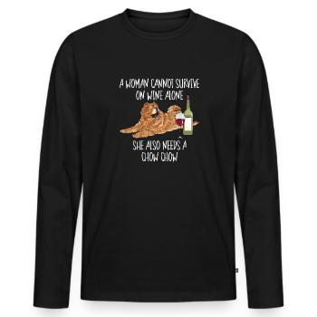 Chow Chow Chien - T-shirt manches longues Premium bio Homme - noir - Devant - Nico (187cm)