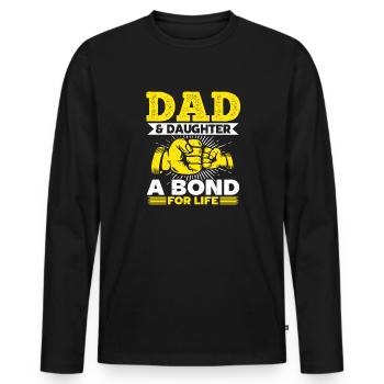 Papa et fille - Une alliance pour la vie - Fête des pères - T-shirt manches longues Premium bio Homme - noir - Devant - Nico (187cm)