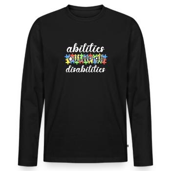 Autism awareness - abilities predominate - Men's Premium Organic Long Sleeve Shirt - black - Front - Nico (187cm)