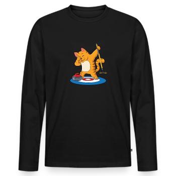 Locken - Männer Premium Bio Langarmshirt - Schwarz - Vorne - Nico (187cm)