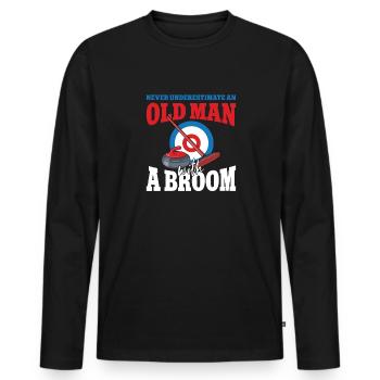 Locken - Männer Premium Bio Langarmshirt - Schwarz - Vorne - Nico (187cm)