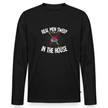 Locken - Männer Premium Bio Langarmshirt - Schwarz - Vorne - Nico (187cm)