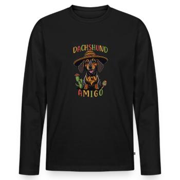 Teckel Amigo Teckel mexicain - T-shirt manches longues Premium bio Homme - noir - Devant - Nico (187cm)