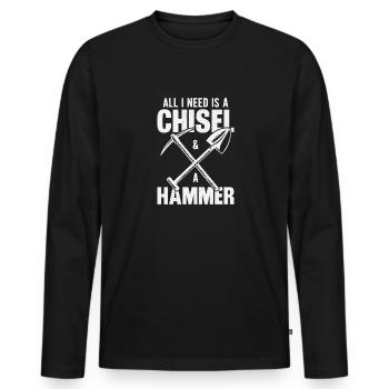 Minerais Collecte de minéraux et de pierres précieuses - T-shirt manches longues Premium bio Homme - noir - Devant - Nico (187cm)