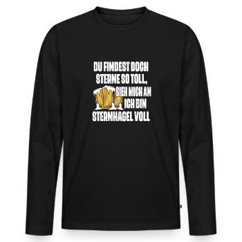 Sieh mich an, ich bin Sternhagel voll! Lustiges - Männer Premium Bio Langarmshirt - Schwarz - Vorne - Nico (187cm)