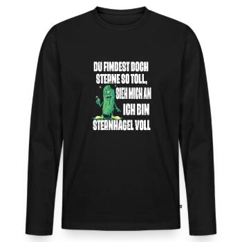 Sieh mich an, ich bin Sternhagel voll! Lustiges - Männer Premium Bio Langarmshirt - Schwarz - Vorne - Nico (187cm)