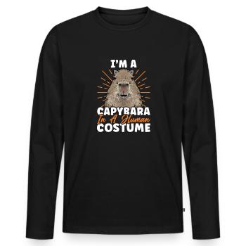 Capybara Nagetier - Männer Premium Bio Langarmshirt - Schwarz - Vorne - Nico (187cm)