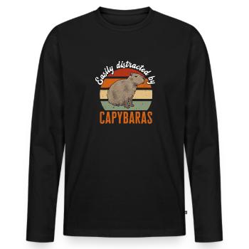 Capybara Nagetier - Männer Premium Bio Langarmshirt - Schwarz - Vorne - Nico (187cm)