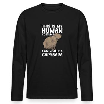 Capybara Nagetier - Männer Premium Bio Langarmshirt - Schwarz - Vorne - Nico (187cm)
