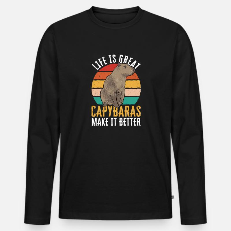 Capybara Nagetier - Männer Premium Bio Langarmshirt - Schwarz