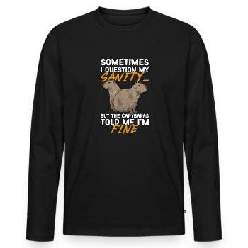 Capybara Nagetier - Männer Premium Bio Langarmshirt - Schwarz - Vorne - Nico (187cm)
