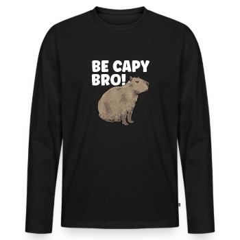 Capybara Nagetier - Männer Premium Bio Langarmshirt - Schwarz - Vorne - Nico (187cm)