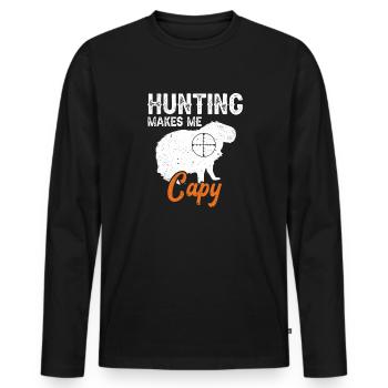 Rongeur Capybara - T-shirt manches longues Premium bio Homme - noir - Devant - Nico (187cm)