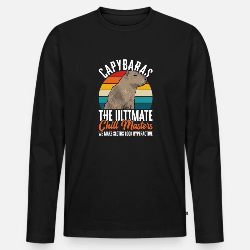 Capybara Nagetier - Männer Premium Bio Langarmshirt - Schwarz