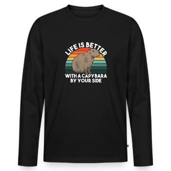 Capybara Nagetier - Männer Premium Bio Langarmshirt - Schwarz - Vorne - Nico (187cm)