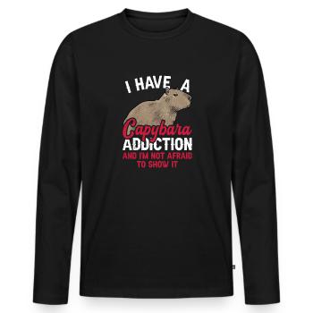 Capybara Nagetier - Männer Premium Bio Langarmshirt - Schwarz - Vorne - Nico (187cm)