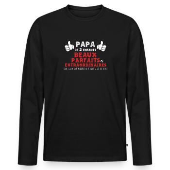 Super Papa de 2 Design Special Fete - T-shirt manches longues Premium bio Homme - noir - Devant - Nico (187cm)