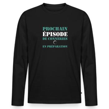 Humour Beauf - Design Amusant pour Homme - T-shirt manches longues Premium bio Homme - noir - Devant - Nico (187cm)
