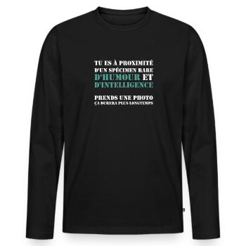 Humour Beauf - Design Amusant pour Homme - T-shirt manches longues Premium bio Homme - noir - Devant - Nico (187cm)