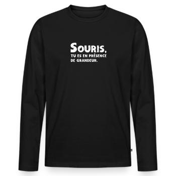Humour Beauf - Design Amusant pour Homme - T-shirt manches longues Premium bio Homme - noir - Devant - Nico (187cm)