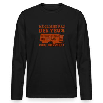 Humour Beauf - Design Amusant pour Homme - T-shirt manches longues Premium bio Homme - noir - Devant - Nico (187cm)