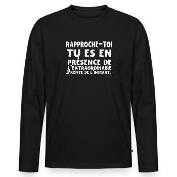 Humour Beauf - Design Amusant pour Homme - T-shirt manches longues Premium bio Homme - noir - Devant - Nico (187cm)