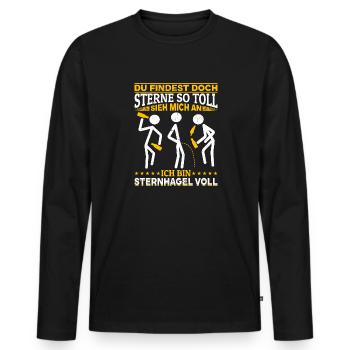 Sieh mich an, ich bin Sternhagel voll! Lustiges - Männer Premium Bio Langarmshirt - Schwarz - Vorne - Nico (187cm)