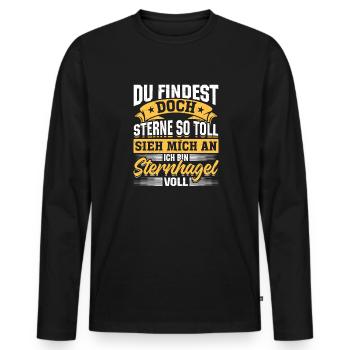 Sieh mich an, ich bin Sternhagel voll! Lustiges - Männer Premium Bio Langarmshirt - Schwarz - Vorne - Nico (187cm)