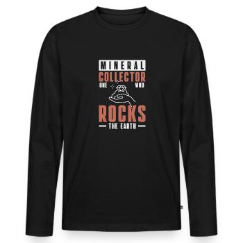 Collectionneur de minéraux Celui qui berce la terre - T-shirt manches longues Premium bio Homme - noir - Devant - Nico (187cm)