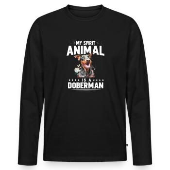 Doberman Pinscher Dog Dobie - Men's Premium Organic Long Sleeve Shirt - black - Front - Nico (187cm)