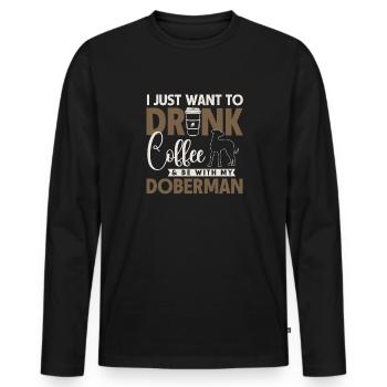 Doberman Pinscher Dog Dobie - Men's Premium Organic Long Sleeve Shirt - black - Front - Nico (187cm)