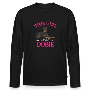 Doberman Pinscher Dog Dobie - Men's Premium Organic Long Sleeve Shirt - black - Front - Nico (187cm)