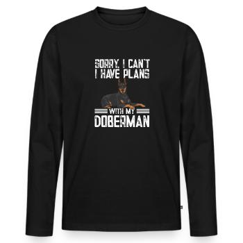 Doberman Pinscher Dog Dobie - Men's Premium Organic Long Sleeve Shirt - black - Front - Nico (187cm)
