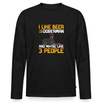 Doberman Pinscher Dog Dobie - Men's Premium Organic Long Sleeve Shirt - black - Front - Nico (187cm)