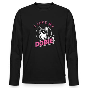 Doberman Pinscher Dog Dobie - Men's Premium Organic Long Sleeve Shirt - black - Front - Nico (187cm)