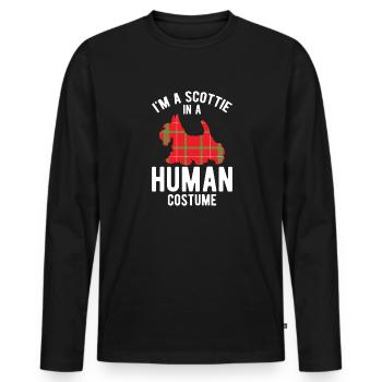 Scottish Terrier Scottie Dog - Men's Premium Organic Long Sleeve Shirt - black - Front - Nico (187cm)