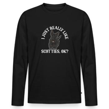 Scottish Terrier Scottie Dog - Men's Premium Organic Long Sleeve Shirt - black - Front - Nico (187cm)