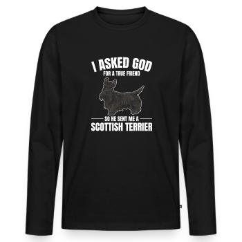 Scottish Terrier Scottie Dog - Men's Premium Organic Long Sleeve Shirt - black - Front - Nico (187cm)