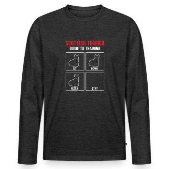 Terrier écossais Scottie Chien - T-shirt manches longues Premium bio Homme - anthracite chiné - Devant - Nico (187cm)