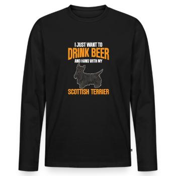 Scottish Terrier Scottie Dog - Men's Premium Organic Long Sleeve Shirt - black - Front - Nico (187cm)