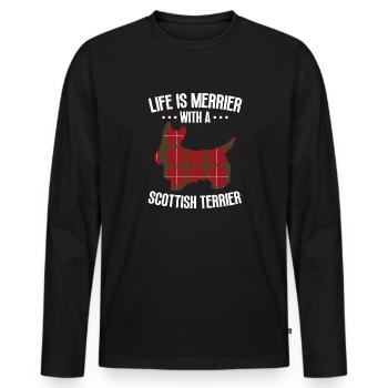 Scottish Terrier Scottie Dog - Men's Premium Organic Long Sleeve Shirt - black - Front - Nico (187cm)