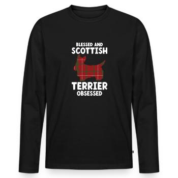 Scottish Terrier Scottie Dog - Men's Premium Organic Long Sleeve Shirt - black - Front - Nico (187cm)