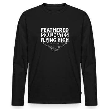Feathered soulmate Flying High Falcon - Men's Premium Organic Long Sleeve Shirt - black - Front - Nico (187cm)